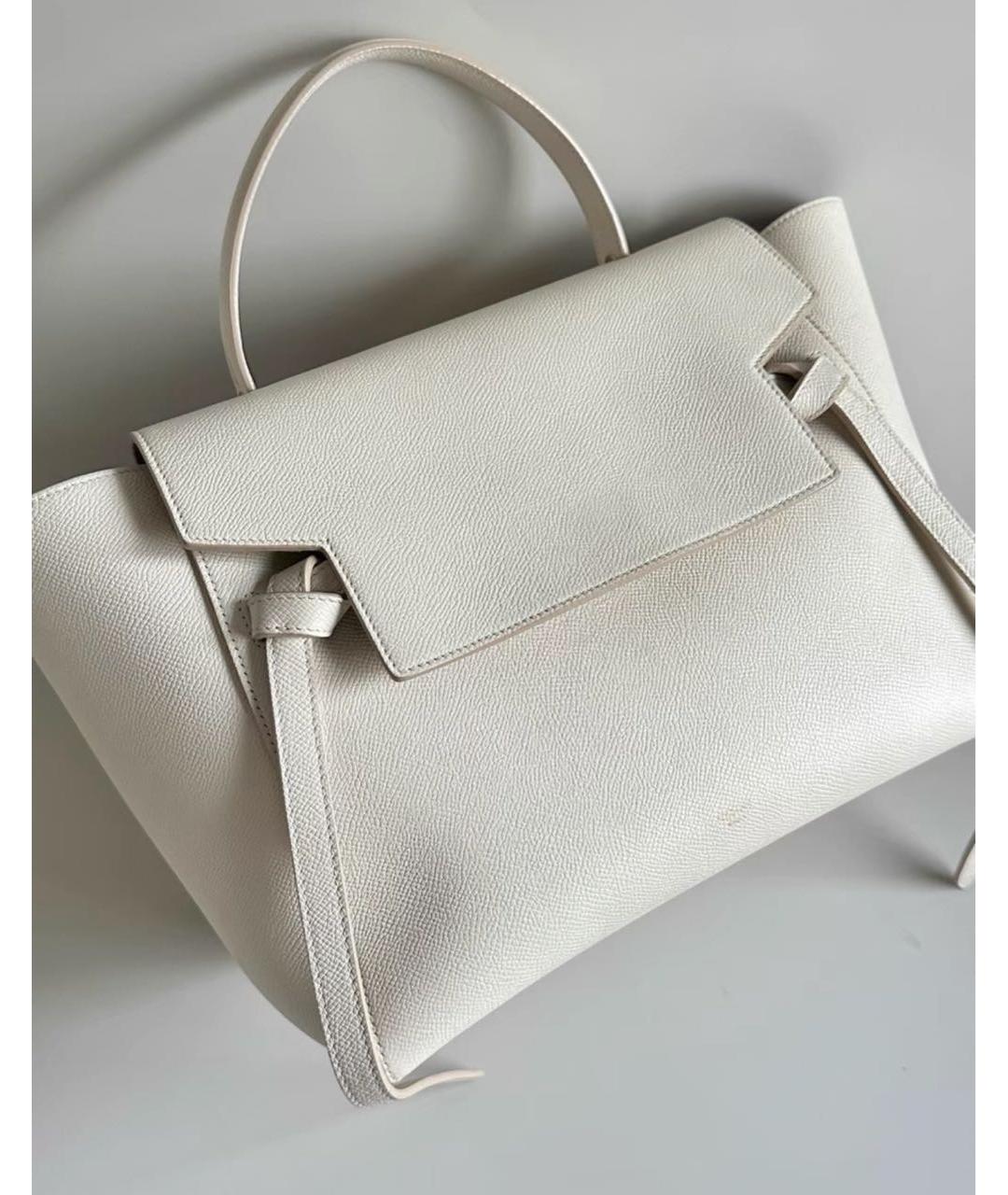 CELINE Бежевая кожаная сумка с короткими ручками, фото 2