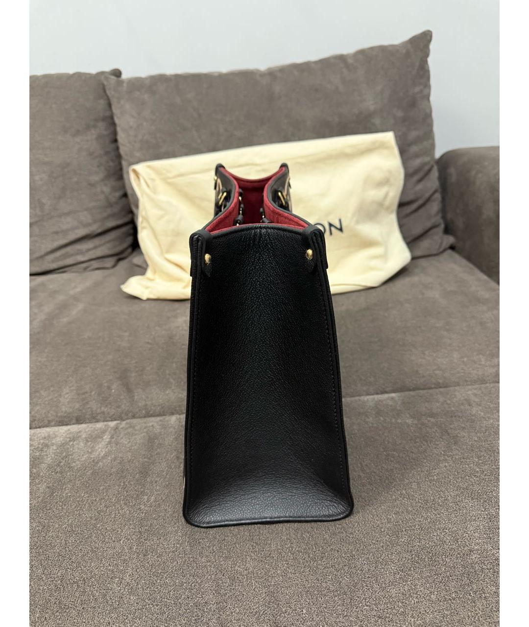 LOUIS VUITTON Черная кожаная сумка тоут, фото 3