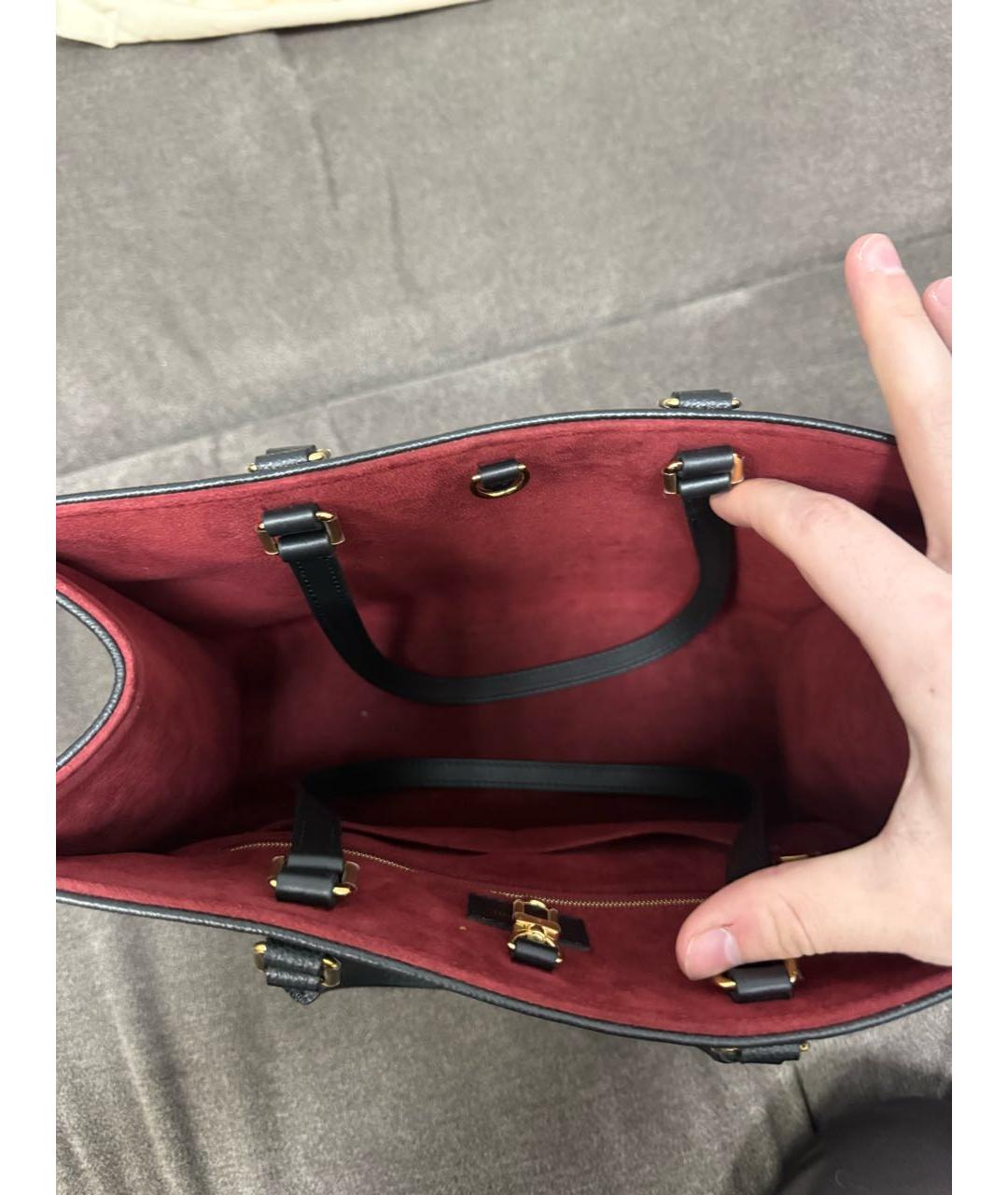 LOUIS VUITTON Черная кожаная сумка тоут, фото 4