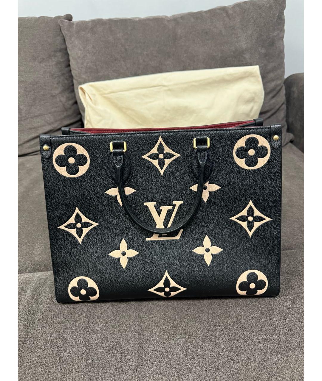 LOUIS VUITTON Черная кожаная сумка тоут, фото 2