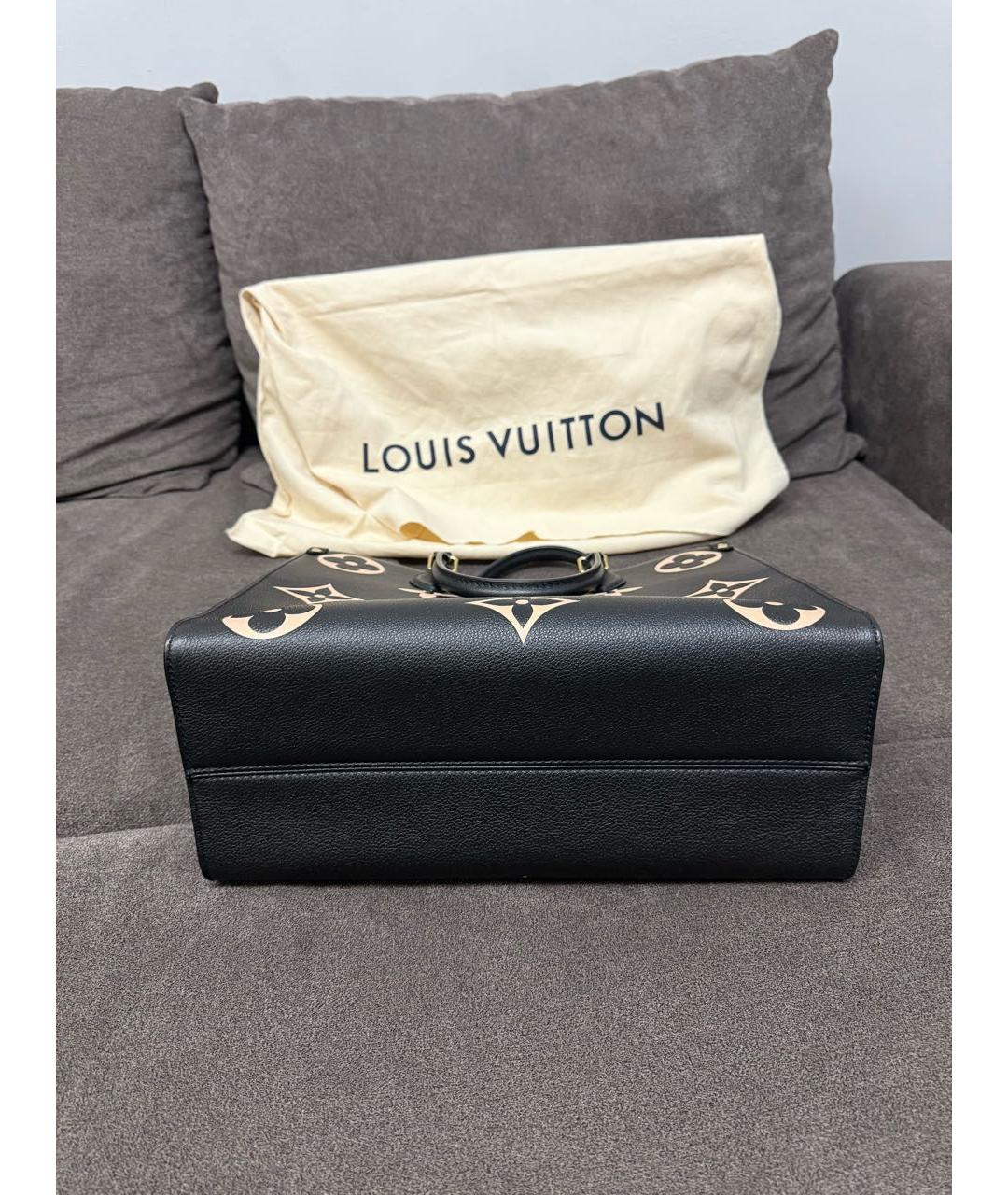 LOUIS VUITTON Черная кожаная сумка тоут, фото 5