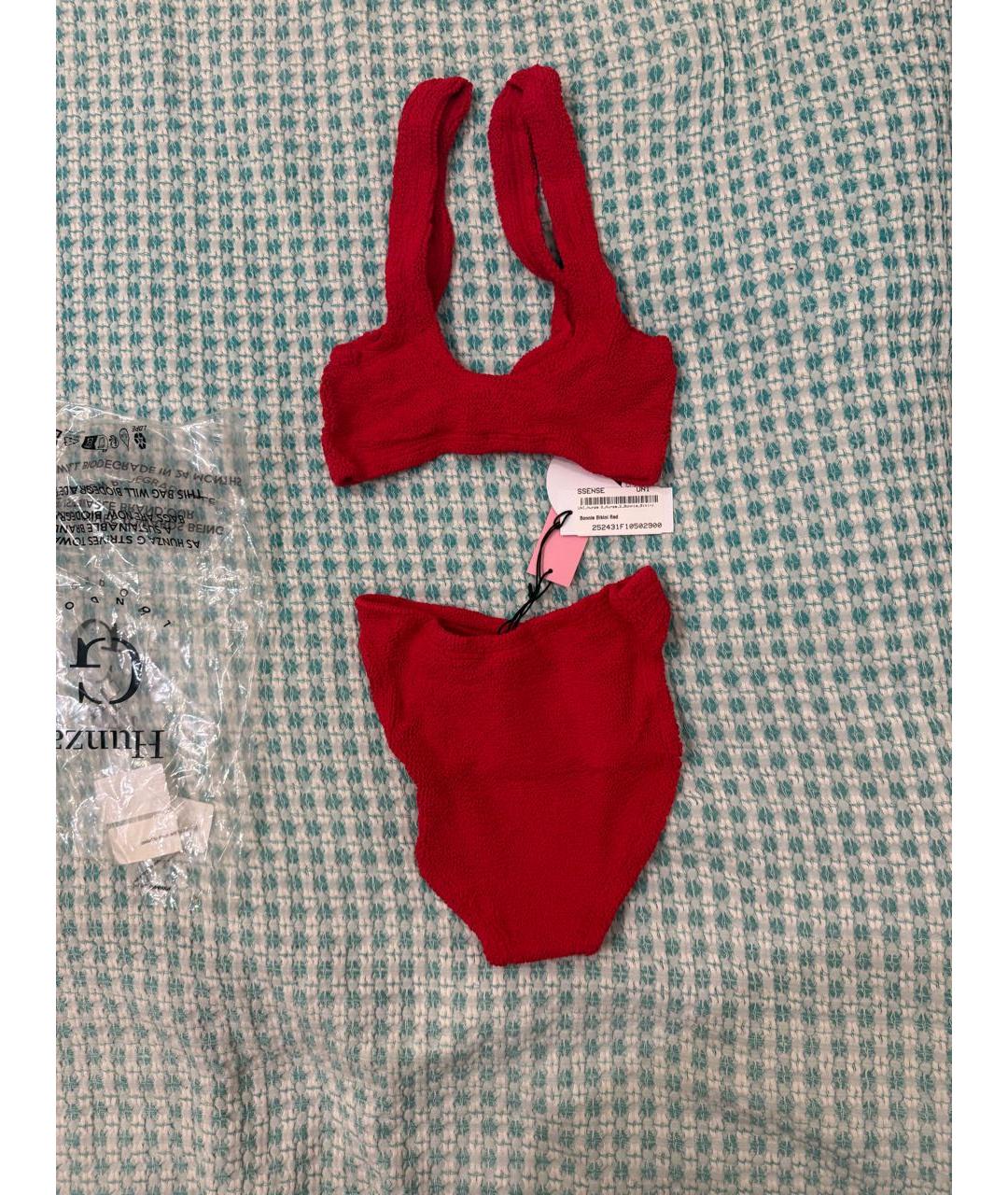 HUNZA G Красный полиамидовый купальник, фото 5