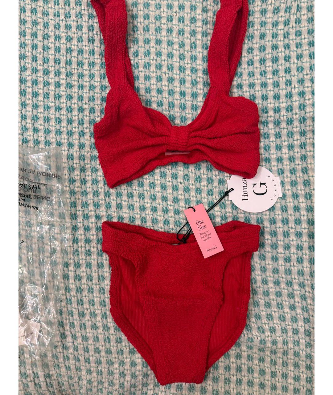 HUNZA G Красный полиамидовый купальник, фото 3