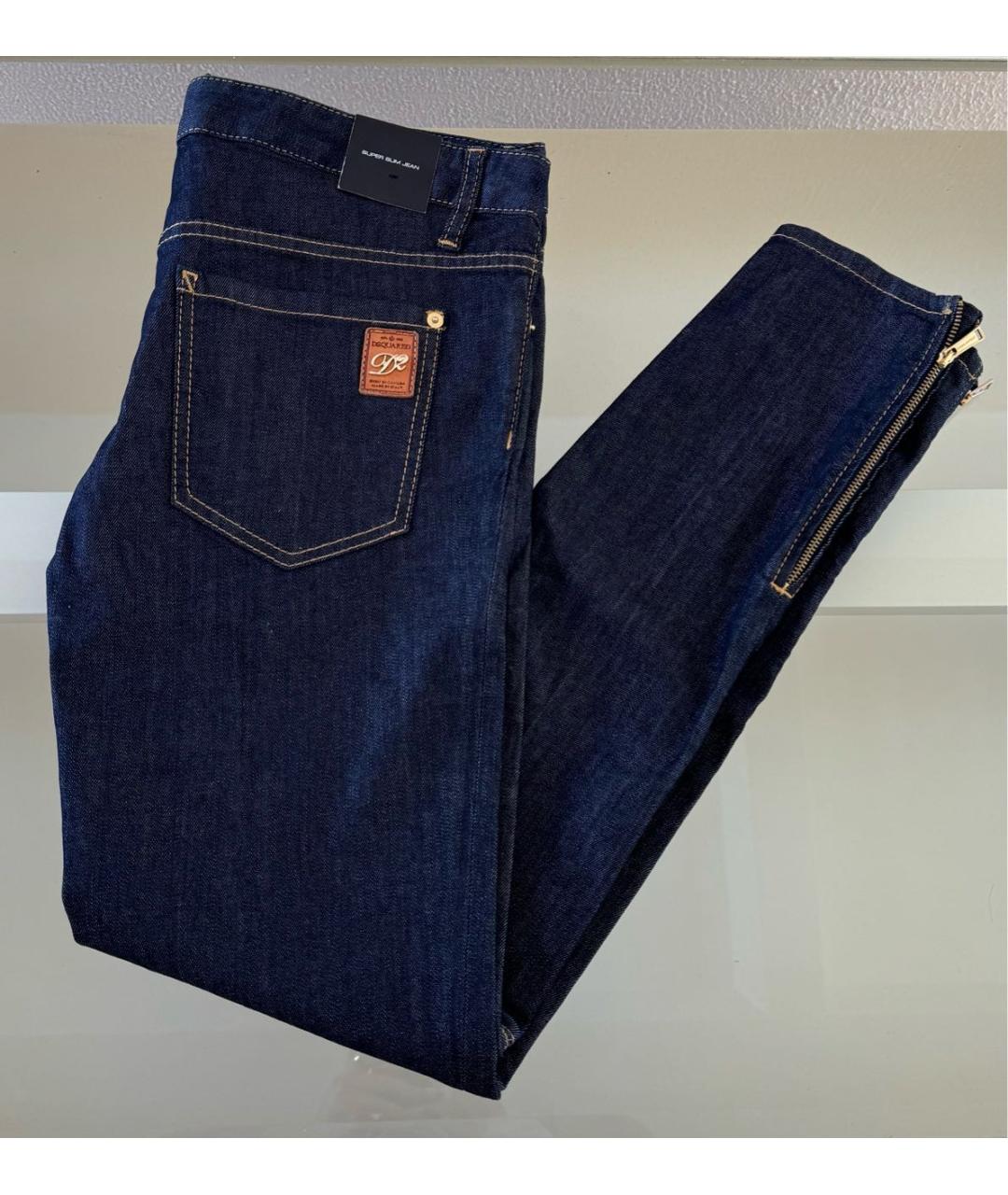 DSQUARED2 Темно-синие хлопко-эластановые джинсы слим, фото 5