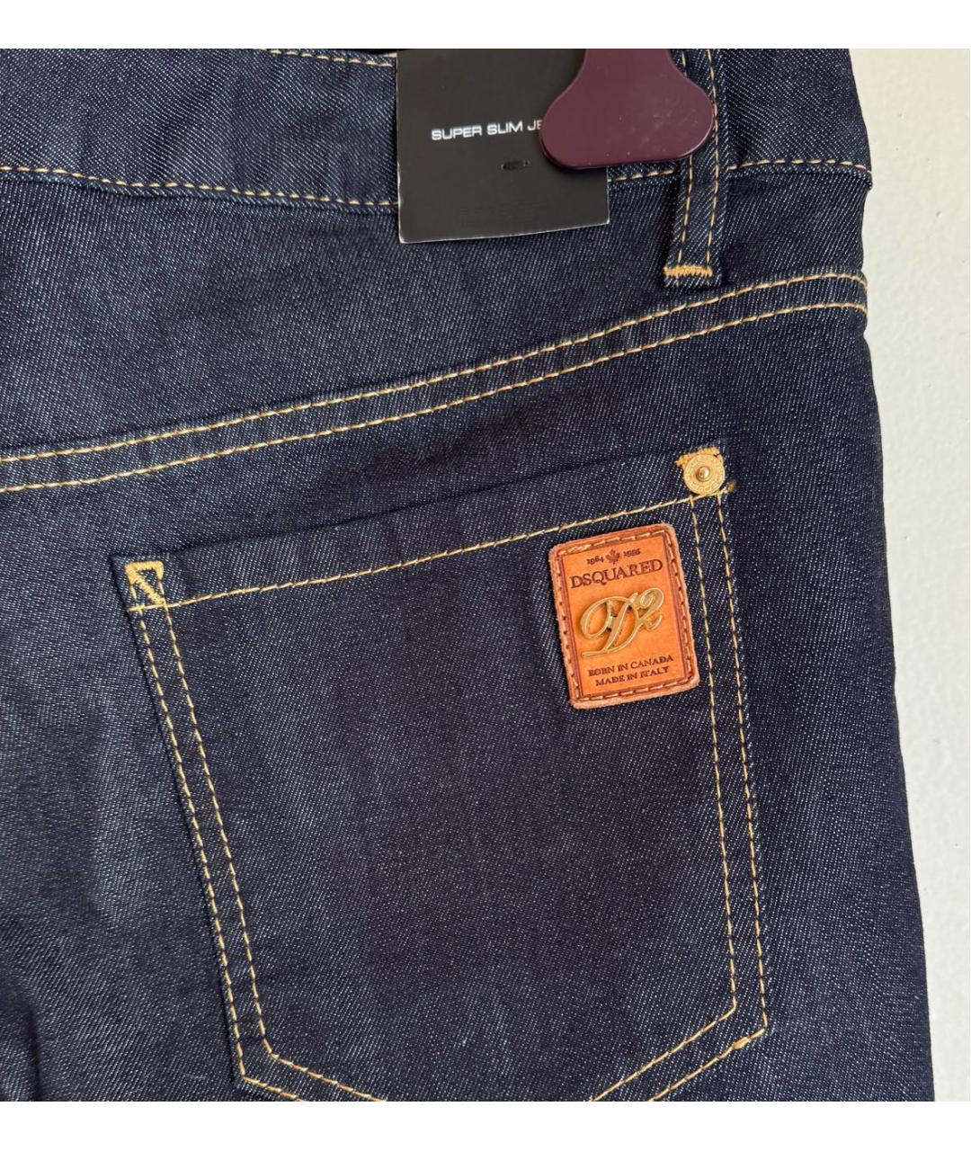 DSQUARED2 Темно-синие хлопко-эластановые джинсы слим, фото 8