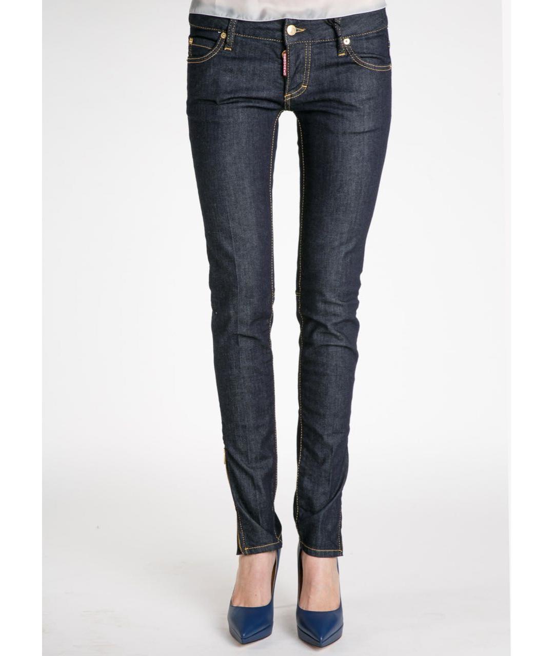 DSQUARED2 Темно-синие хлопко-эластановые джинсы слим, фото 2