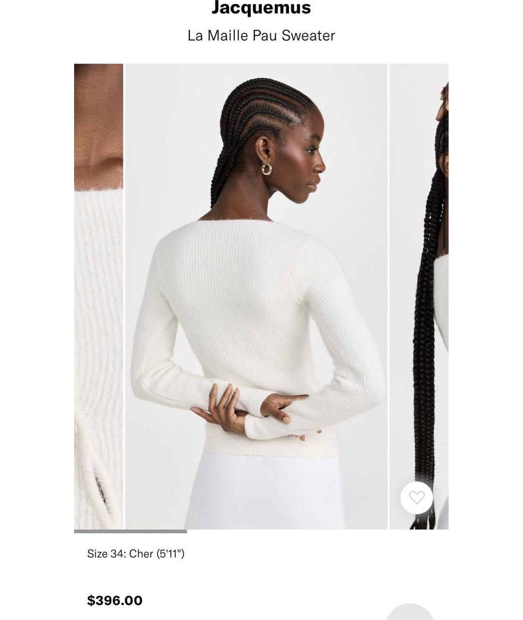 JACQUEMUS Белый шерстяной джемпер / свитер, фото 7