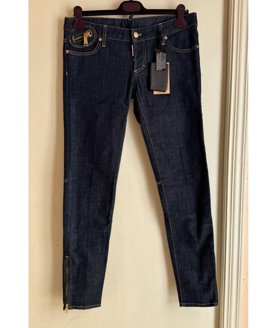 DSQUARED2 Темно-синие хлопко-эластановые джинсы слим, фото 6