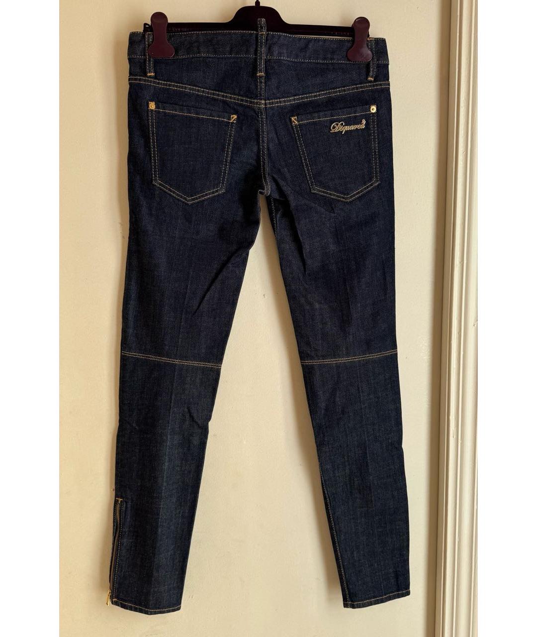 DSQUARED2 Темно-синие хлопко-эластановые джинсы слим, фото 7