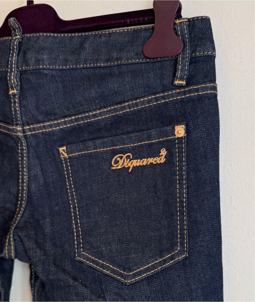 DSQUARED2 Темно-синие хлопко-эластановые джинсы слим, фото 8