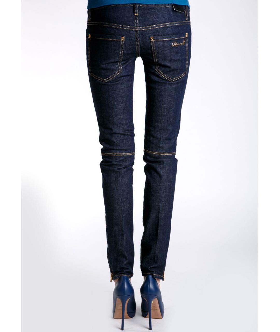 DSQUARED2 Темно-синие хлопко-эластановые джинсы слим, фото 3
