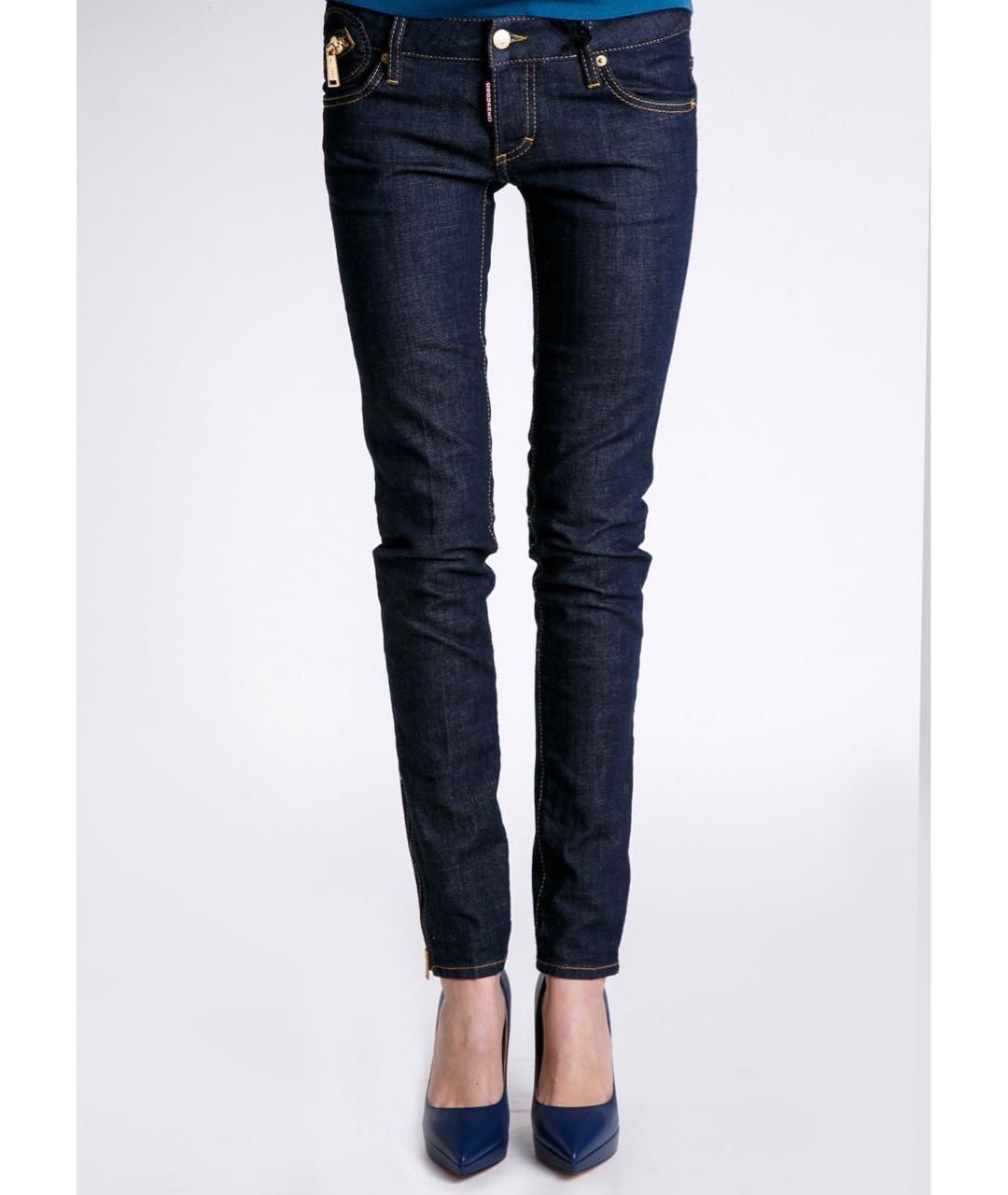 DSQUARED2 Темно-синие хлопко-эластановые джинсы слим, фото 2