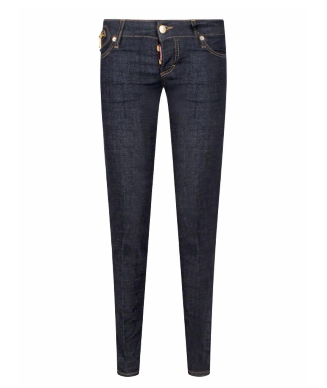 DSQUARED2 Темно-синие хлопко-эластановые джинсы слим, фото 1