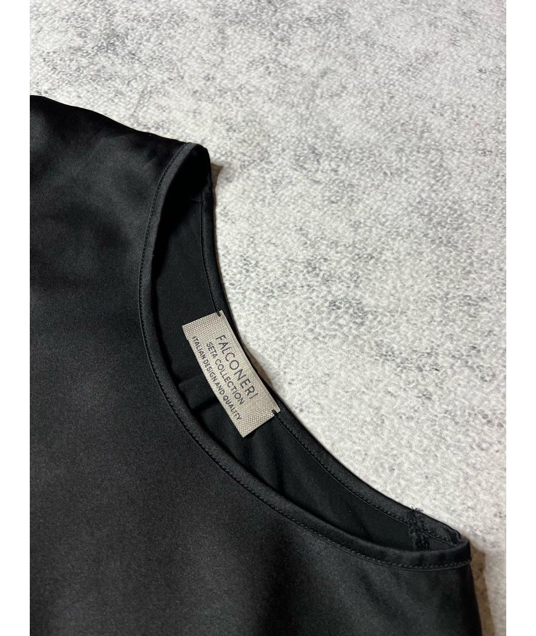 FALCONERI Черная шелковая блузы, фото 4