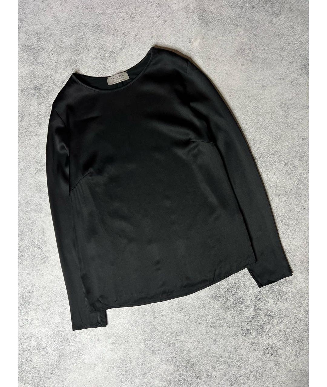 FALCONERI Черная шелковая блузы, фото 6