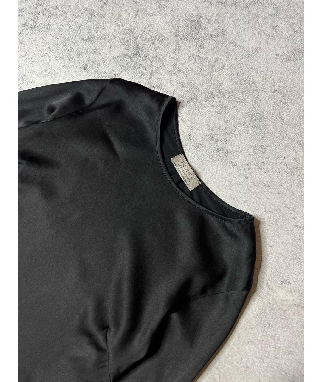 FALCONERI Черная шелковая блузы, фото 2