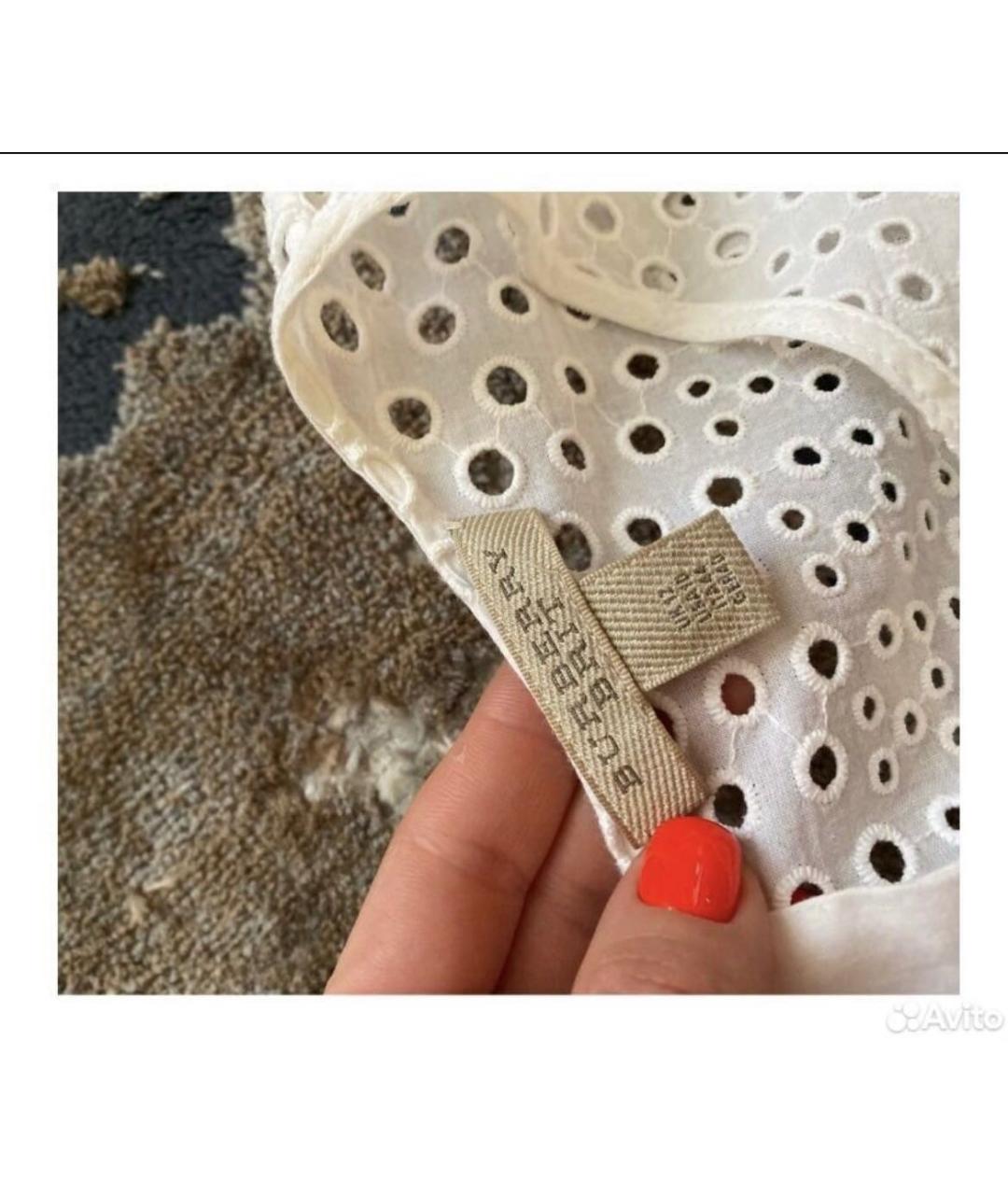 BURBERRY Белое хлопковое повседневное платье, фото 4