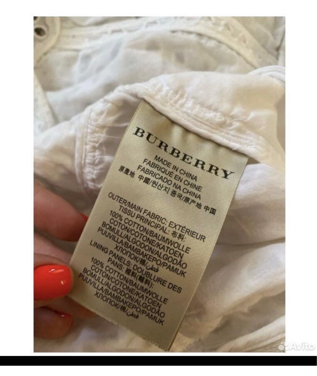 BURBERRY Белое хлопковое повседневное платье, фото 5