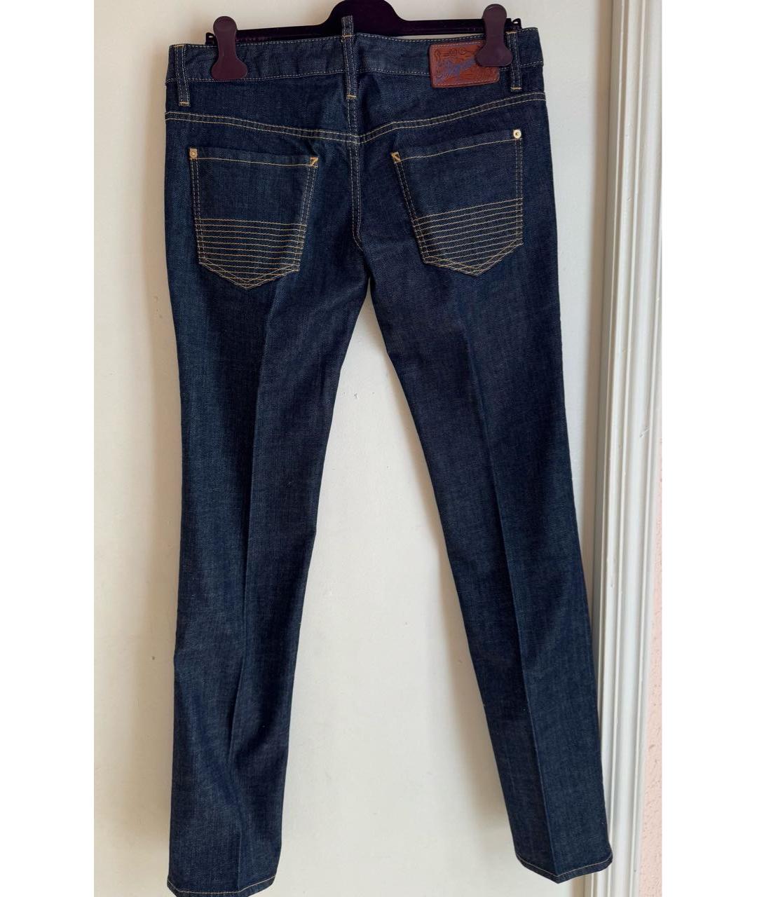 DSQUARED2 Темно-синие хлопко-эластановые прямые джинсы, фото 7