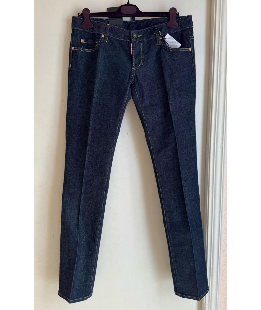 DSQUARED2 Темно-синие хлопко-эластановые прямые джинсы, фото 6