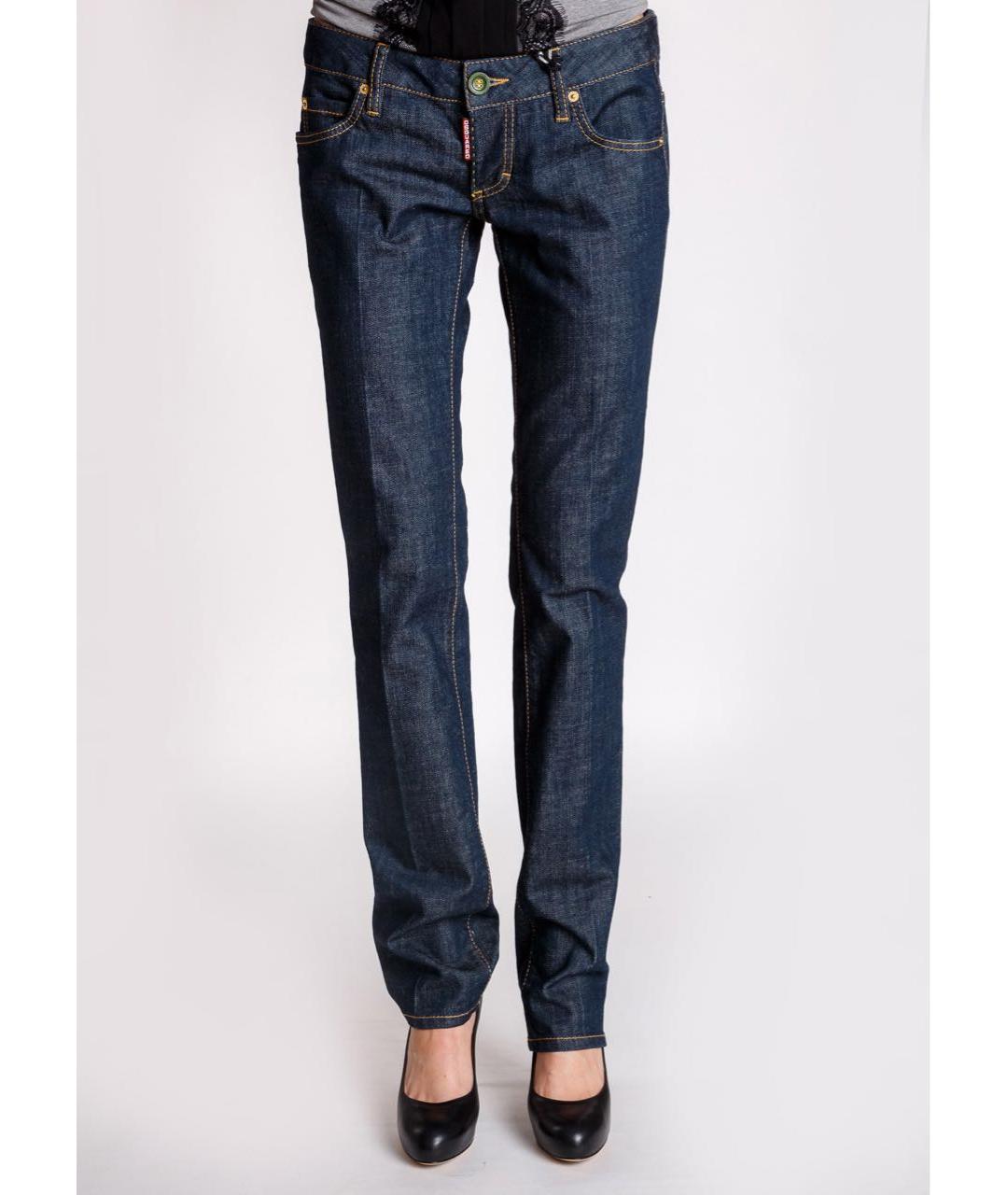 DSQUARED2 Темно-синие хлопко-эластановые прямые джинсы, фото 2