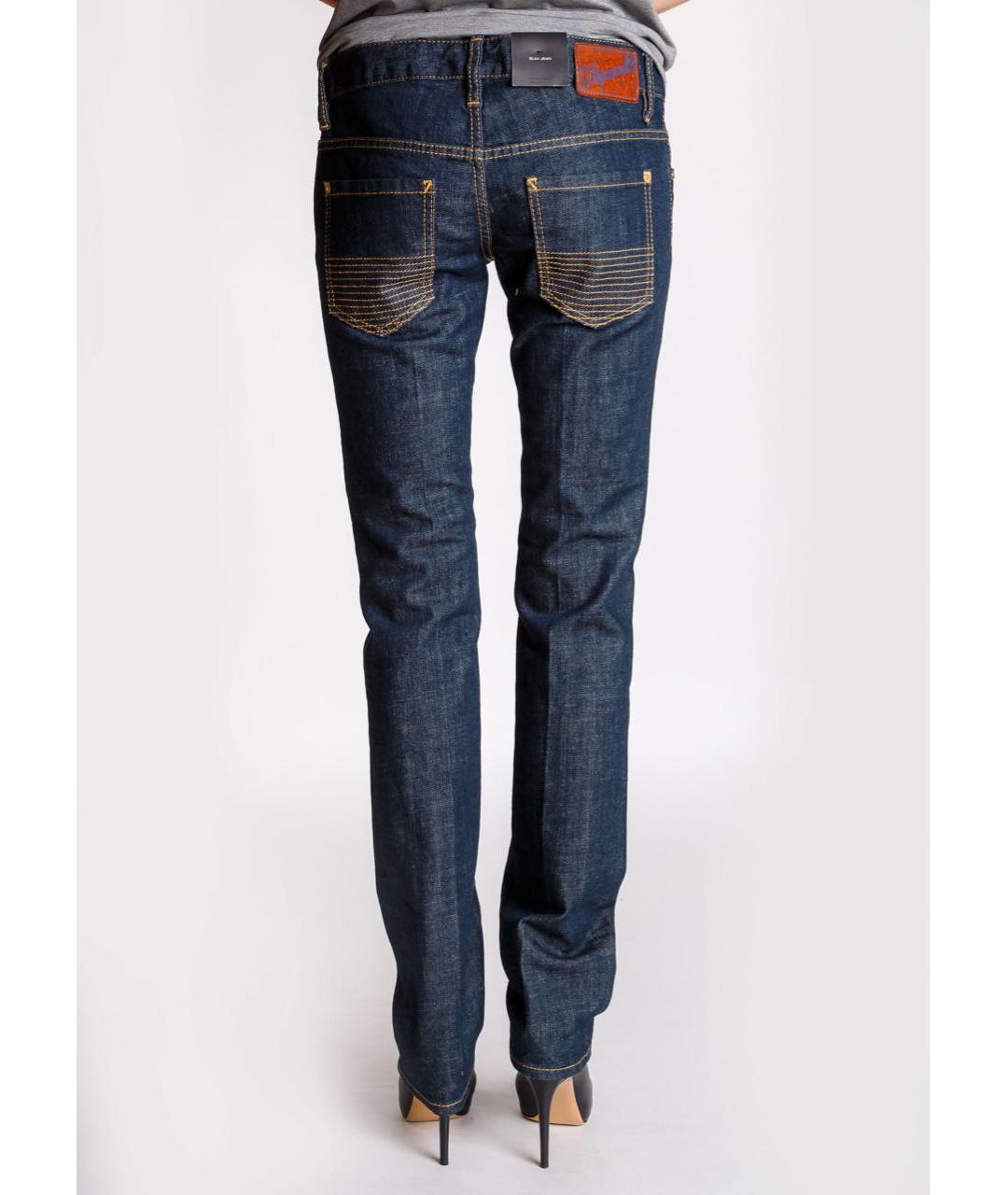 DSQUARED2 Темно-синие хлопко-эластановые прямые джинсы, фото 3