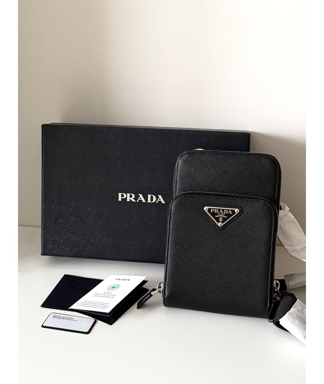 PRADA Черная кожаная сумка на плечо, фото 5