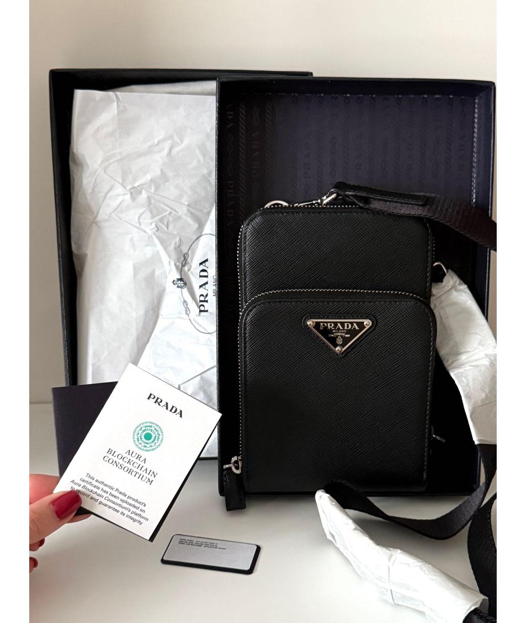 PRADA Черная кожаная сумка на плечо, фото 2