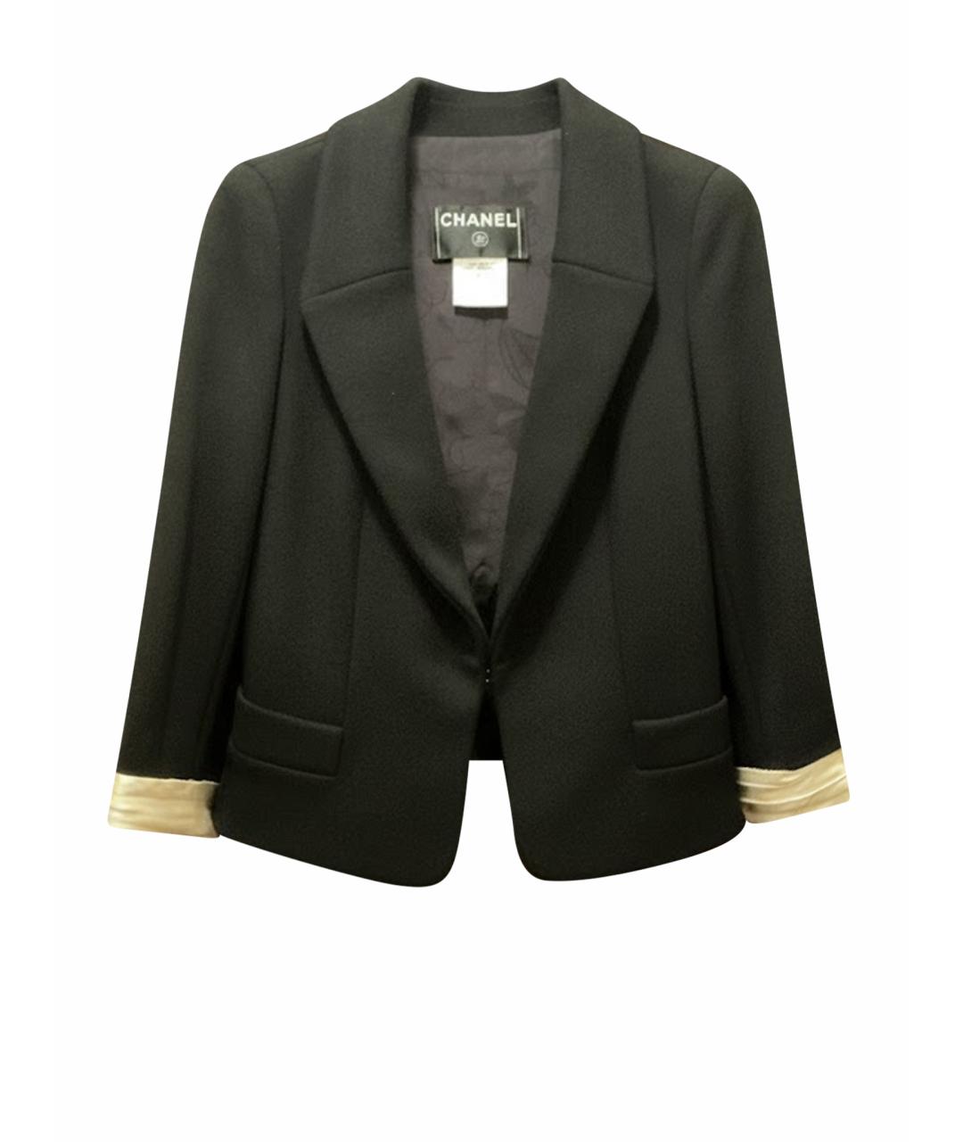 CHANEL Черный шерстяной жакет/пиджак, фото 1