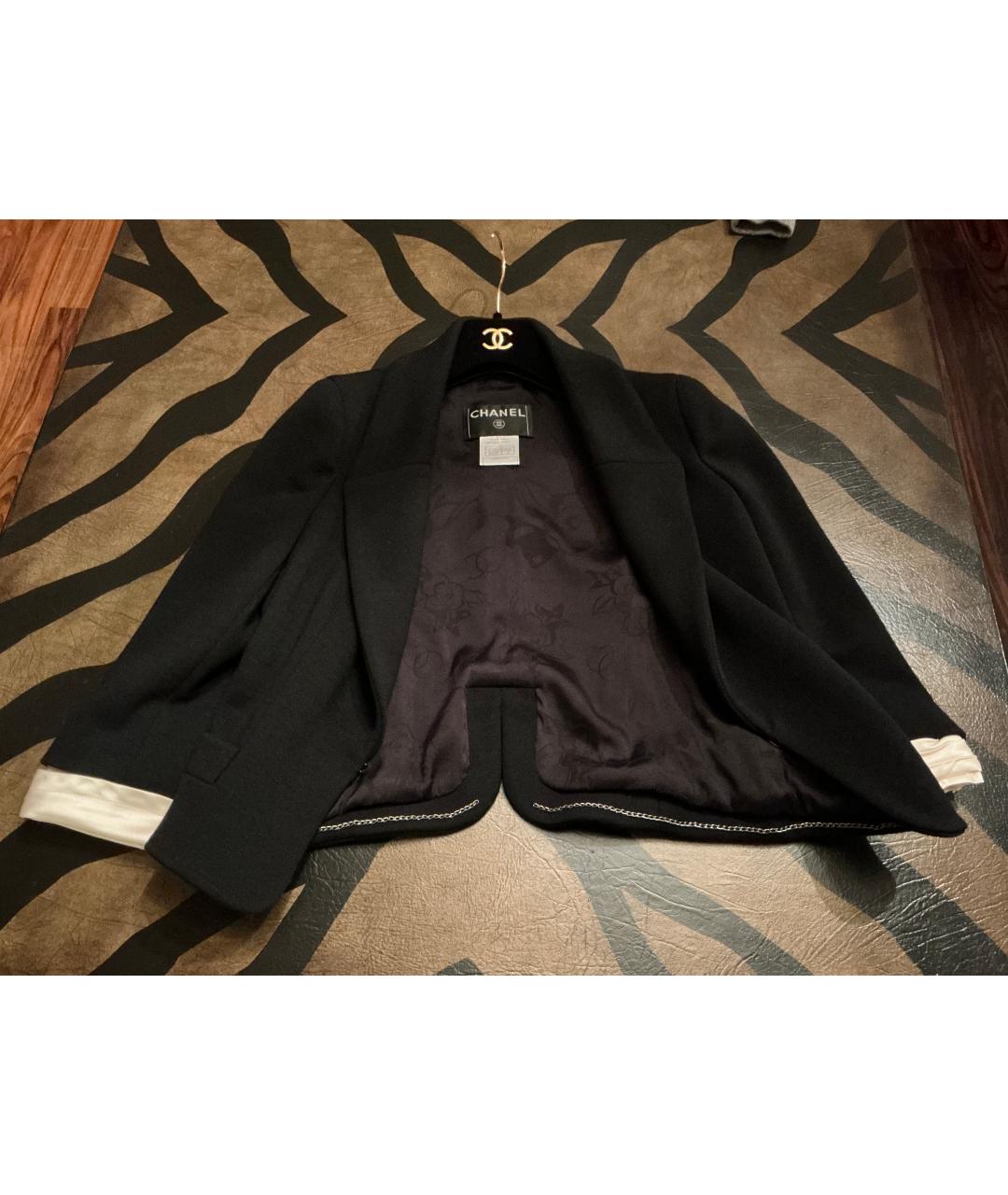 CHANEL Черный шерстяной жакет/пиджак, фото 3