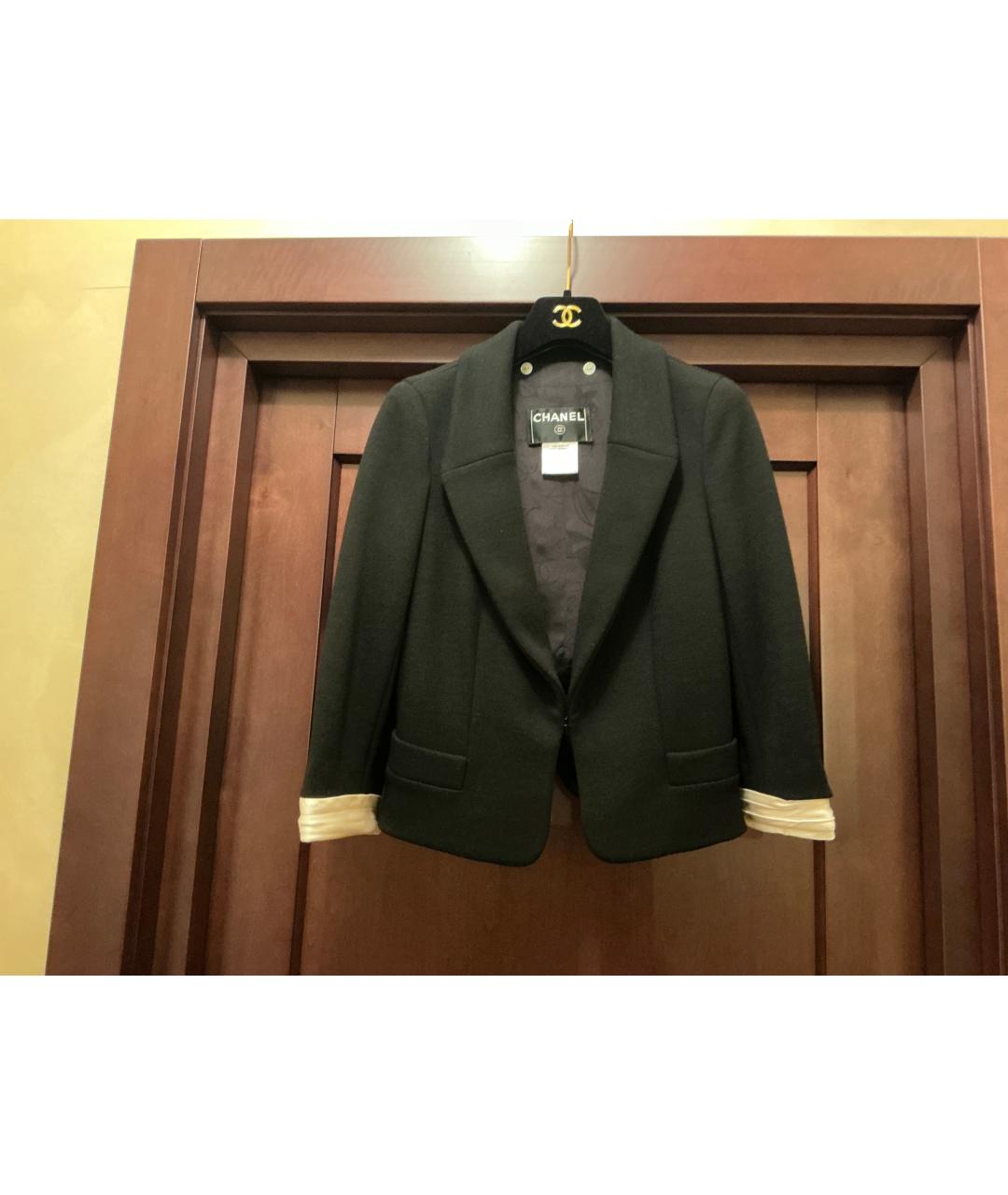 CHANEL Черный шерстяной жакет/пиджак, фото 6