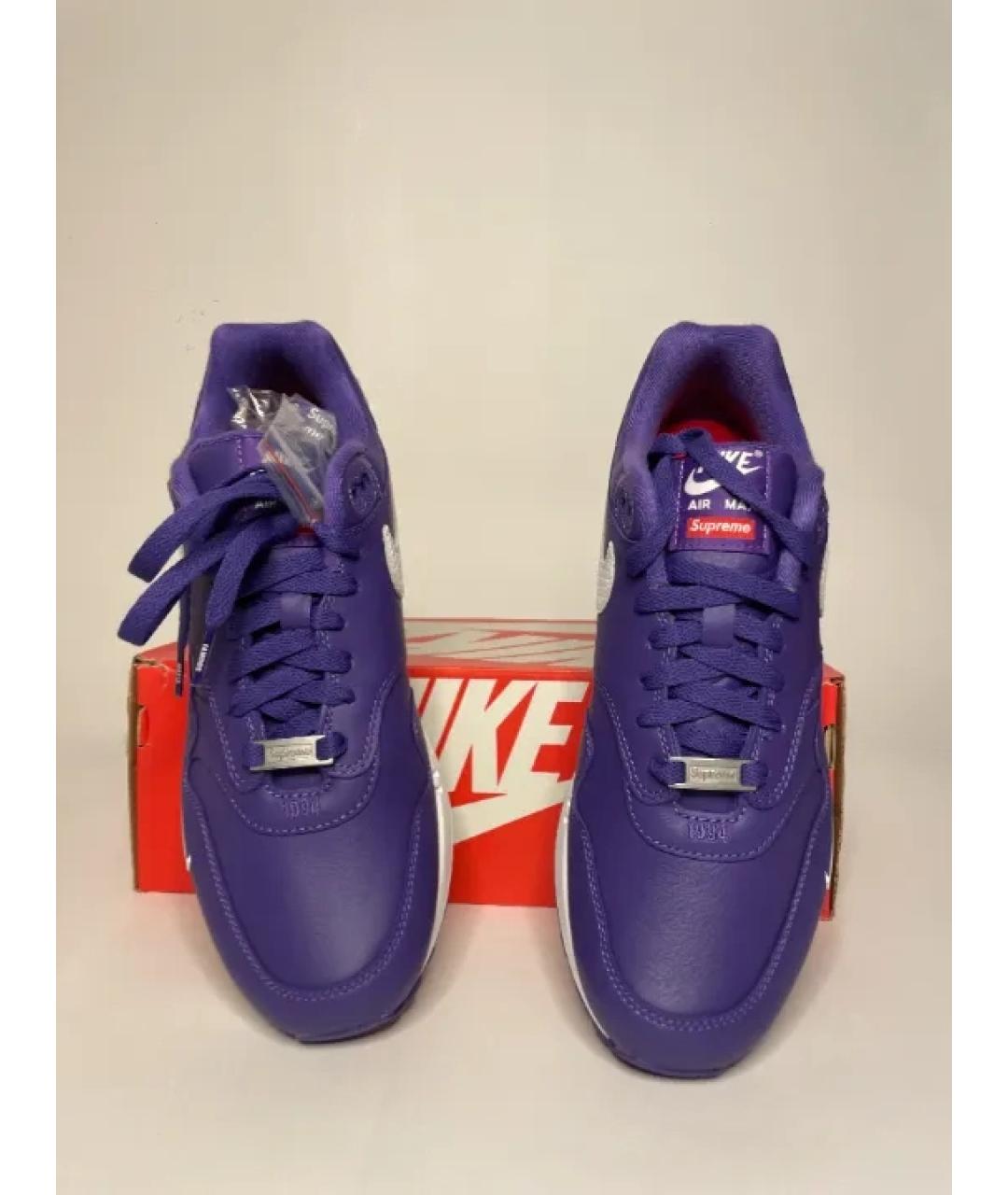 NIKE Фиолетовые кожаные низкие кроссовки / кеды, фото 2