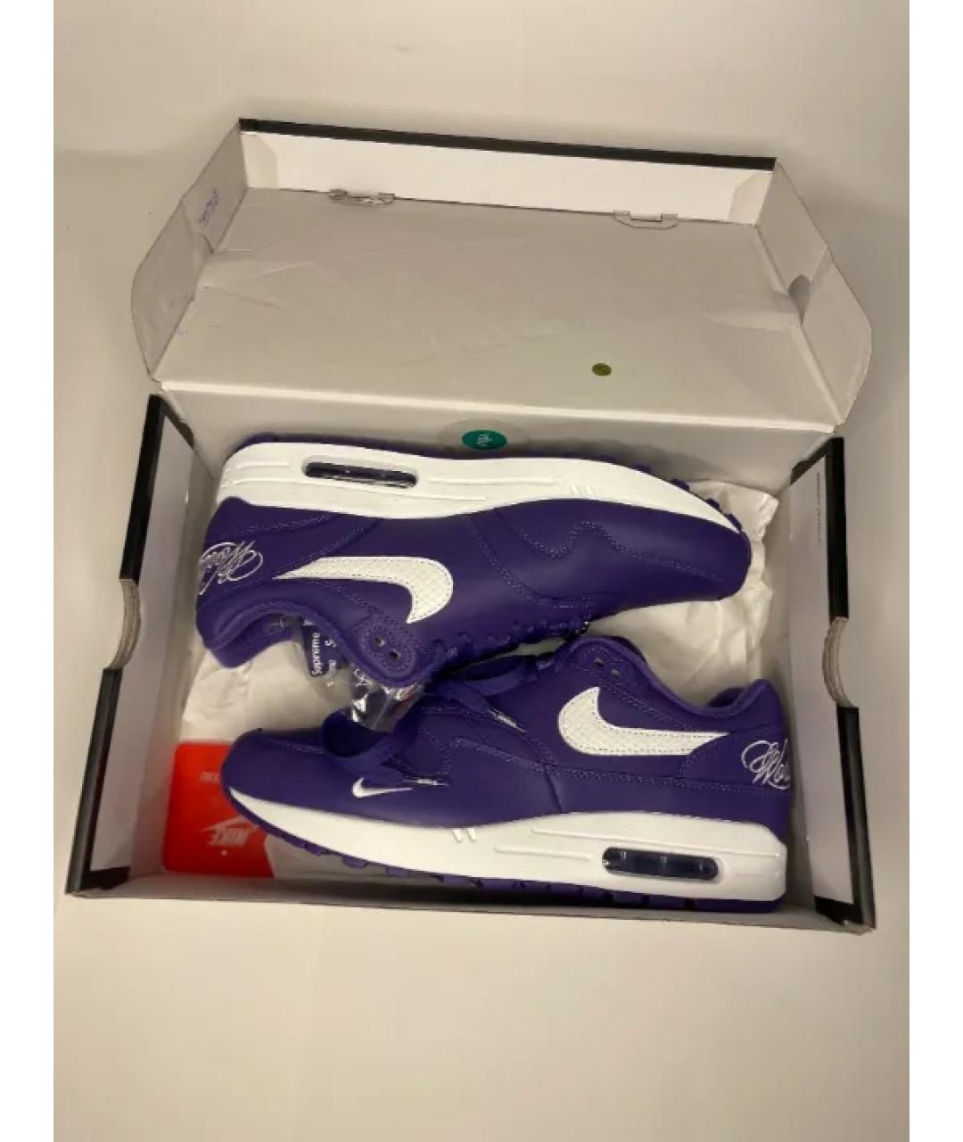 NIKE Фиолетовые кожаные низкие кроссовки / кеды, фото 3