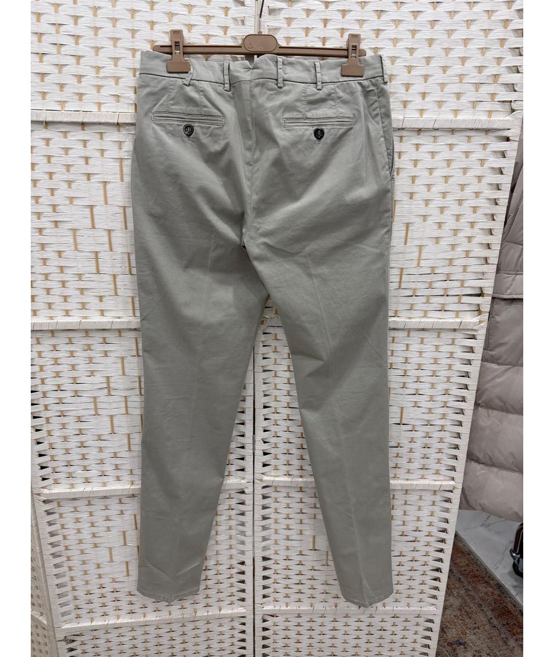 BRUNELLO CUCINELLI Хаки хлопко-эластановые брюки чинос, фото 2