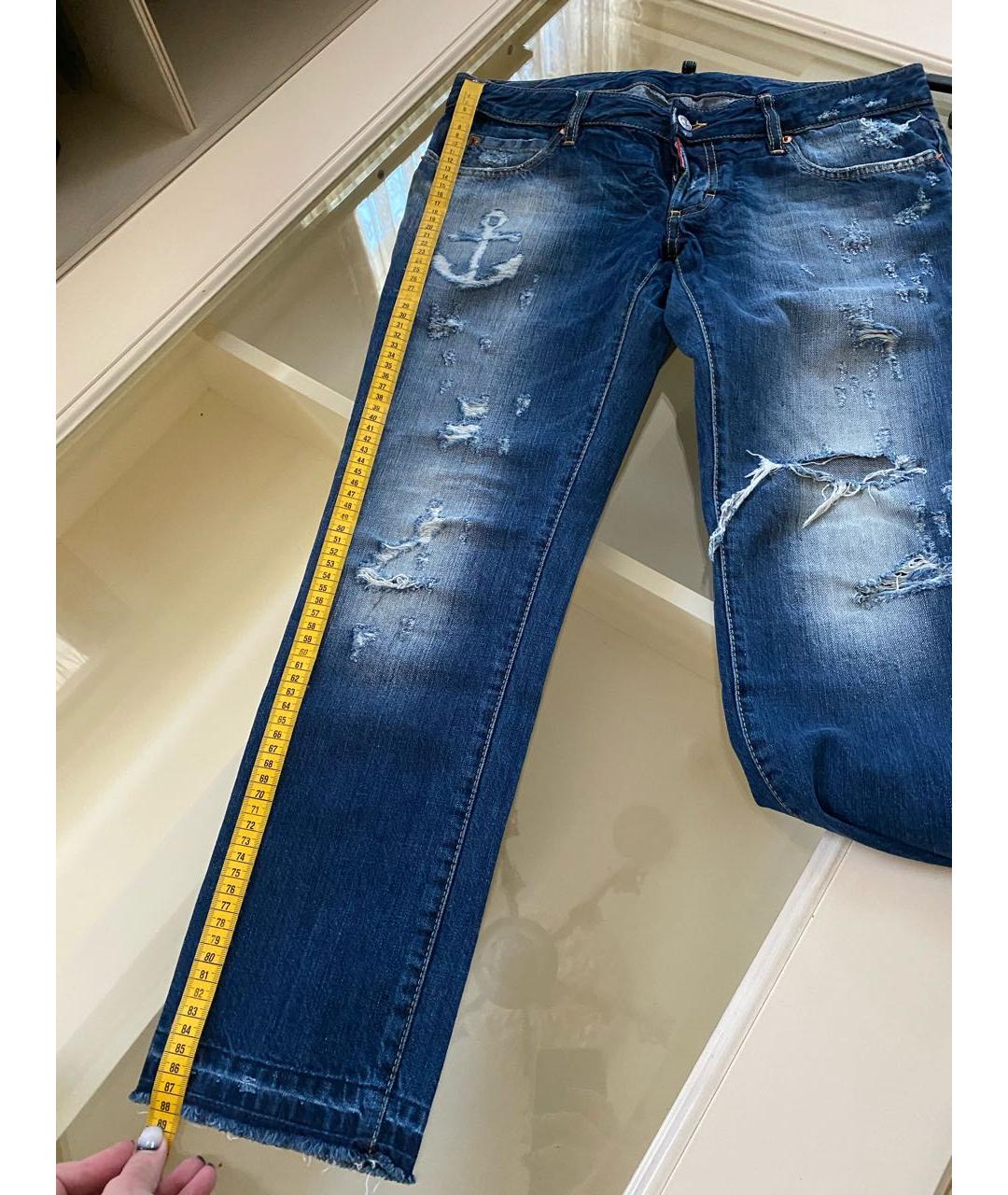 DSQUARED2 Темно-синие хлопковые джинсы слим, фото 8