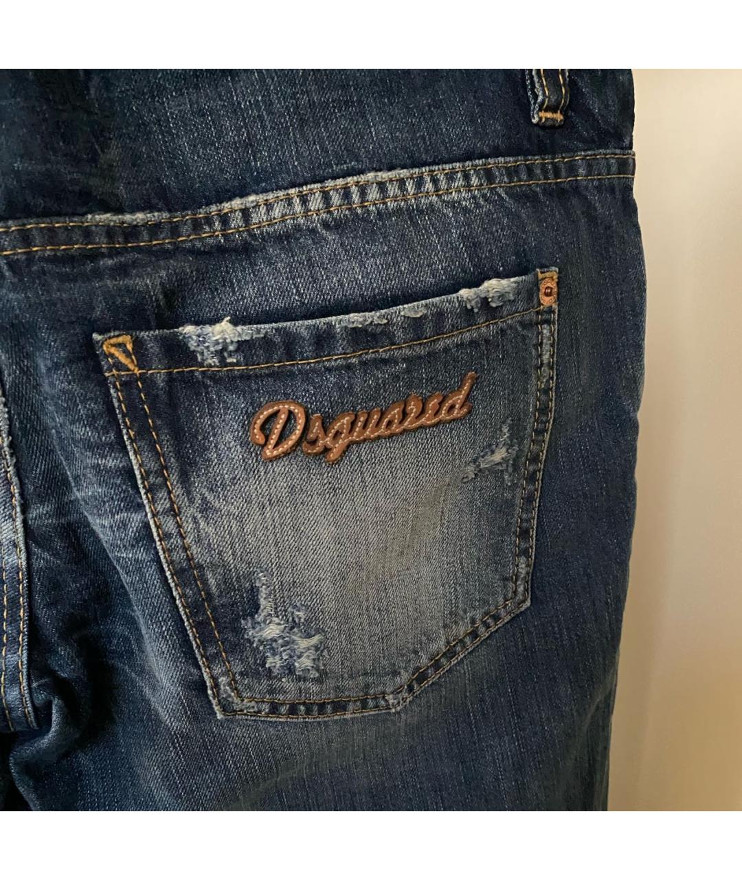 DSQUARED2 Темно-синие хлопковые джинсы слим, фото 5