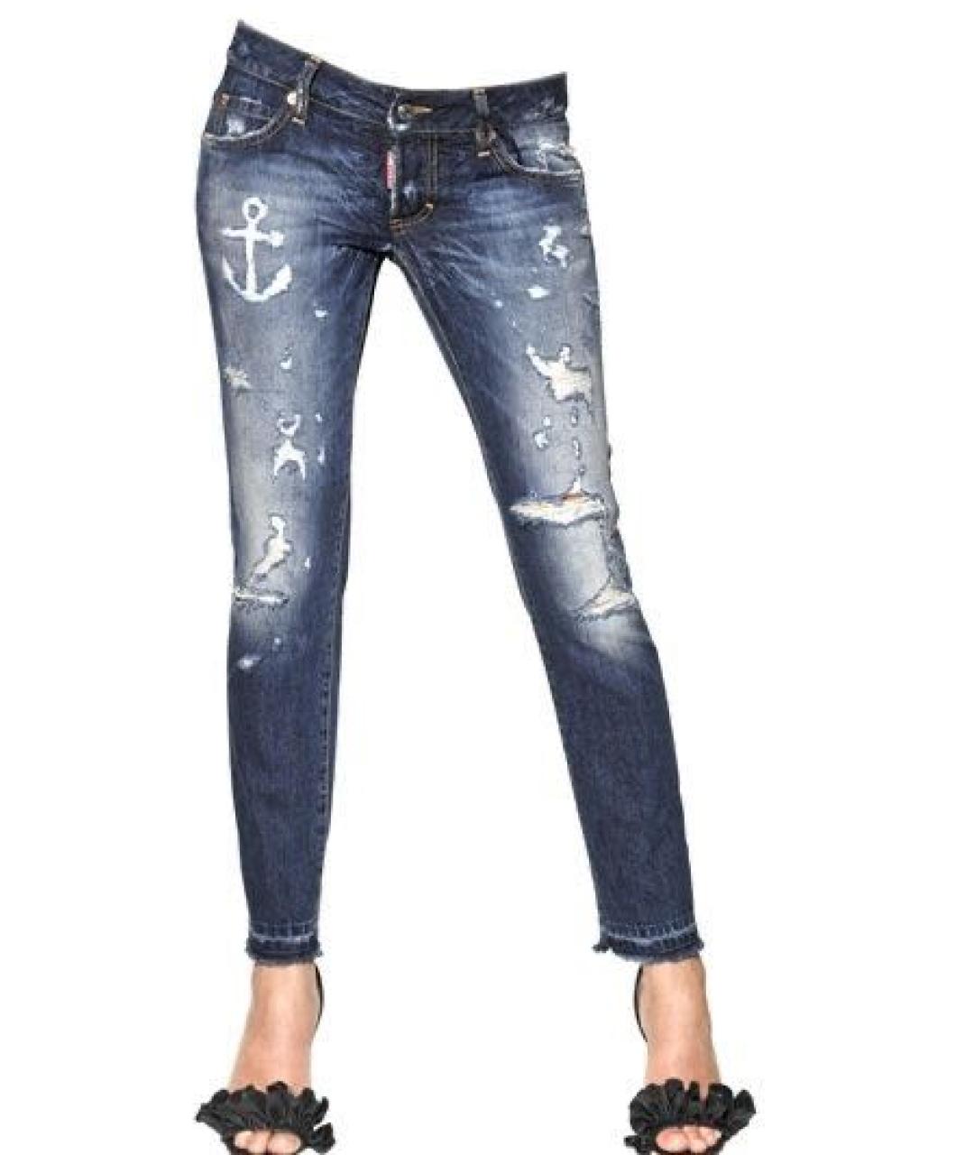 DSQUARED2 Темно-синие хлопковые джинсы слим, фото 2