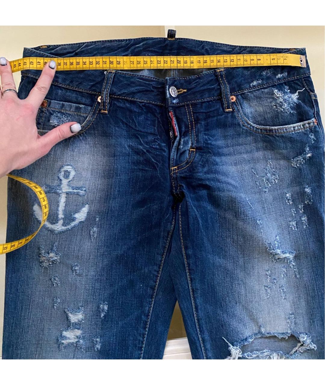 DSQUARED2 Темно-синие хлопковые джинсы слим, фото 6