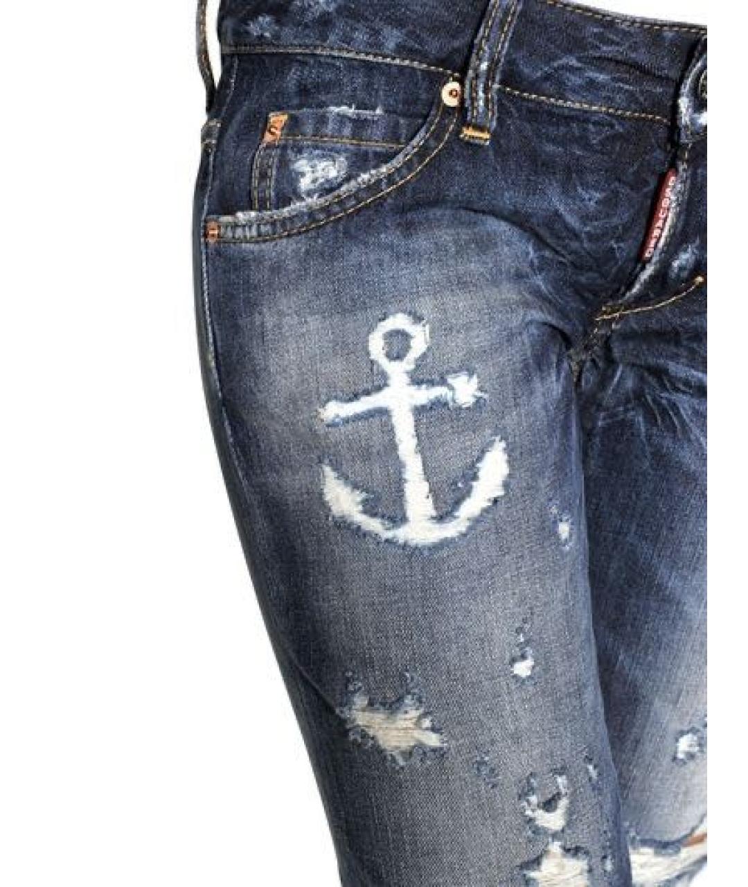 DSQUARED2 Темно-синие хлопковые джинсы слим, фото 3