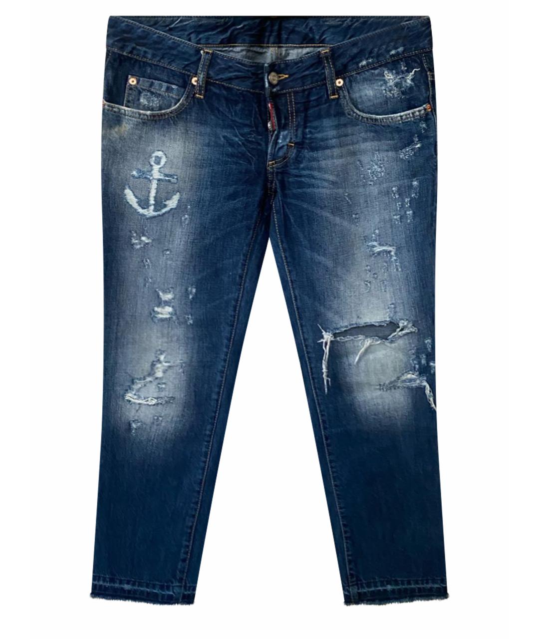 DSQUARED2 Темно-синие хлопковые джинсы слим, фото 1