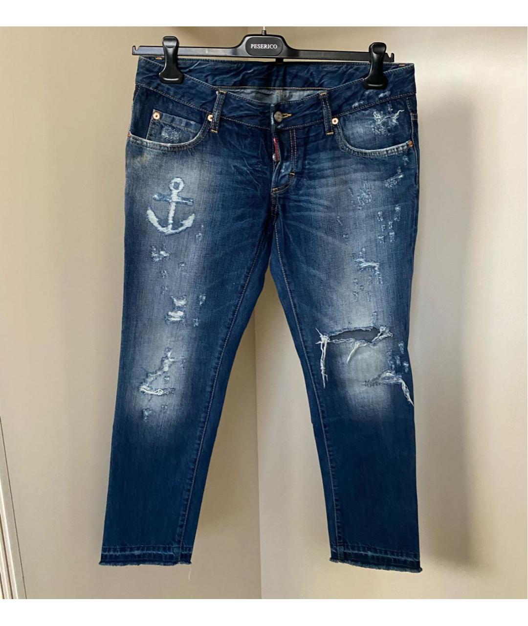 DSQUARED2 Темно-синие хлопковые джинсы слим, фото 9