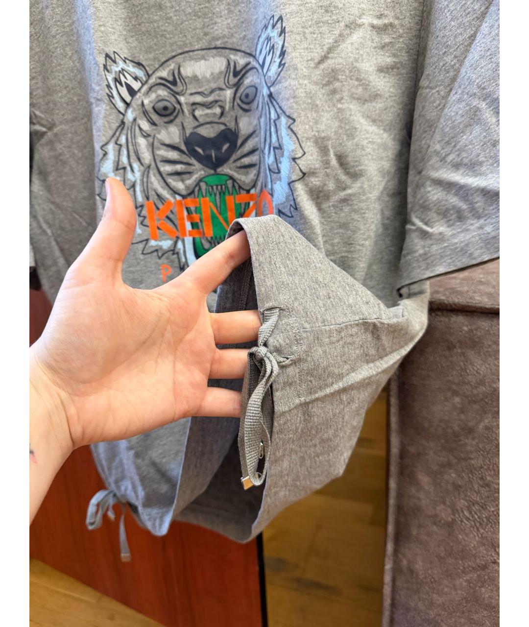 KENZO Серая хлопковая футболка, фото 3
