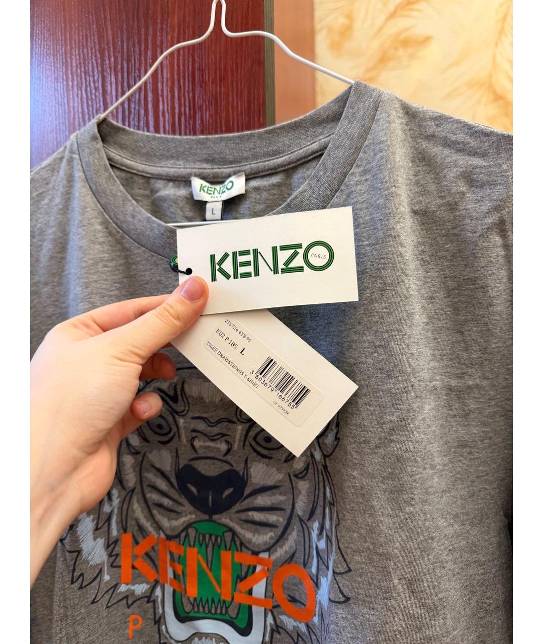 KENZO Серая хлопковая футболка, фото 2