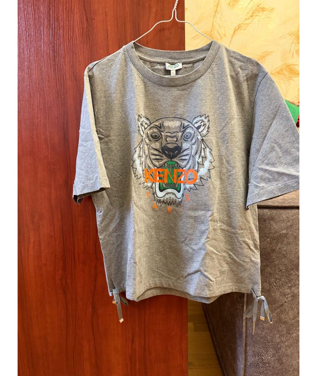 KENZO Серая хлопковая футболка, фото 5