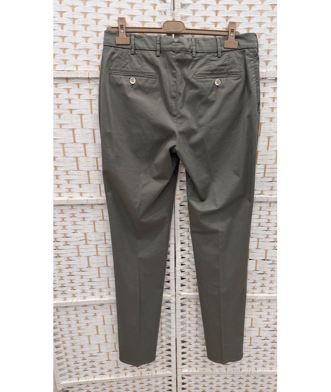 BRUNELLO CUCINELLI Хаки хлопко-эластановые брюки чинос, фото 2