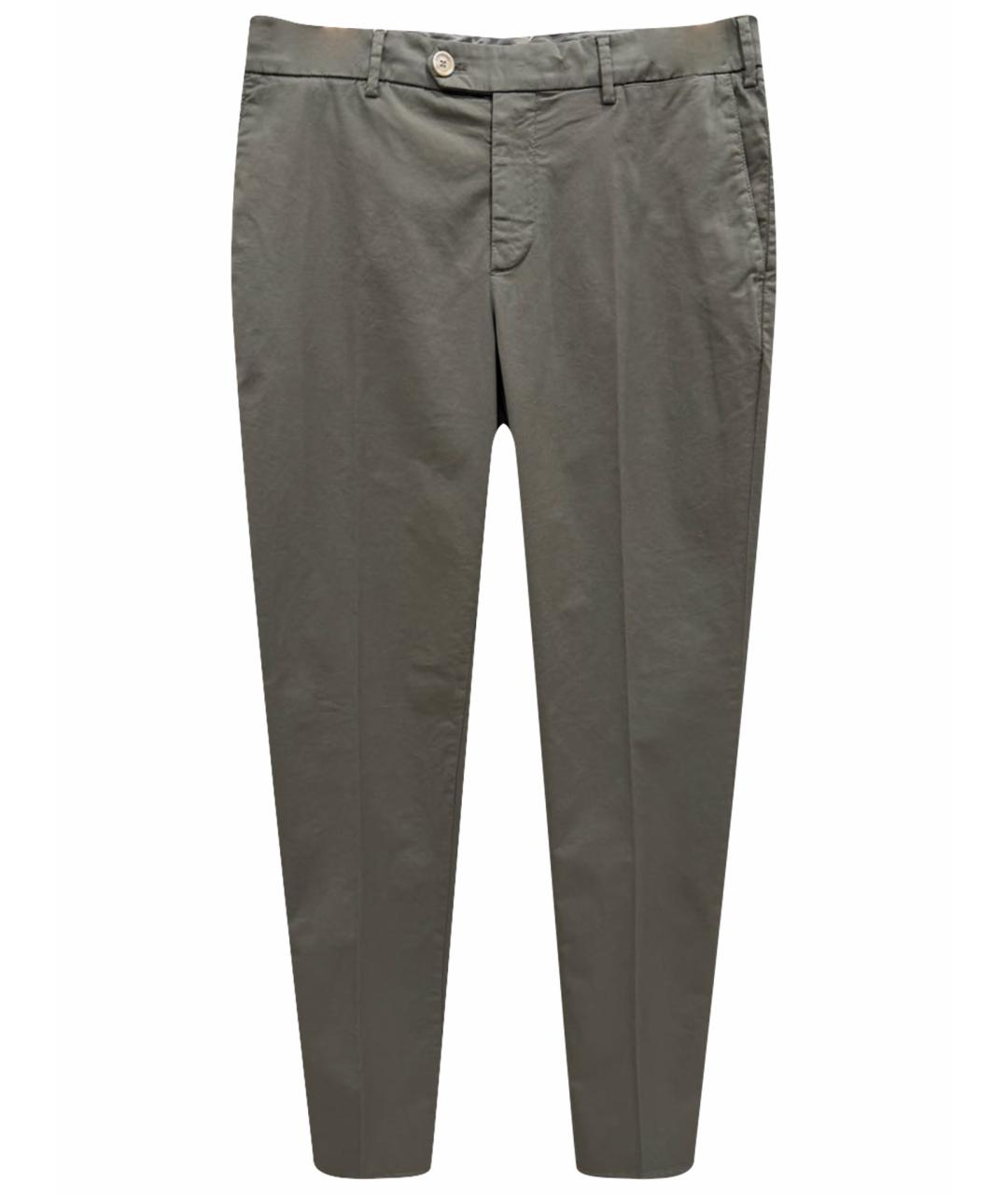BRUNELLO CUCINELLI Хаки хлопко-эластановые брюки чинос, фото 1