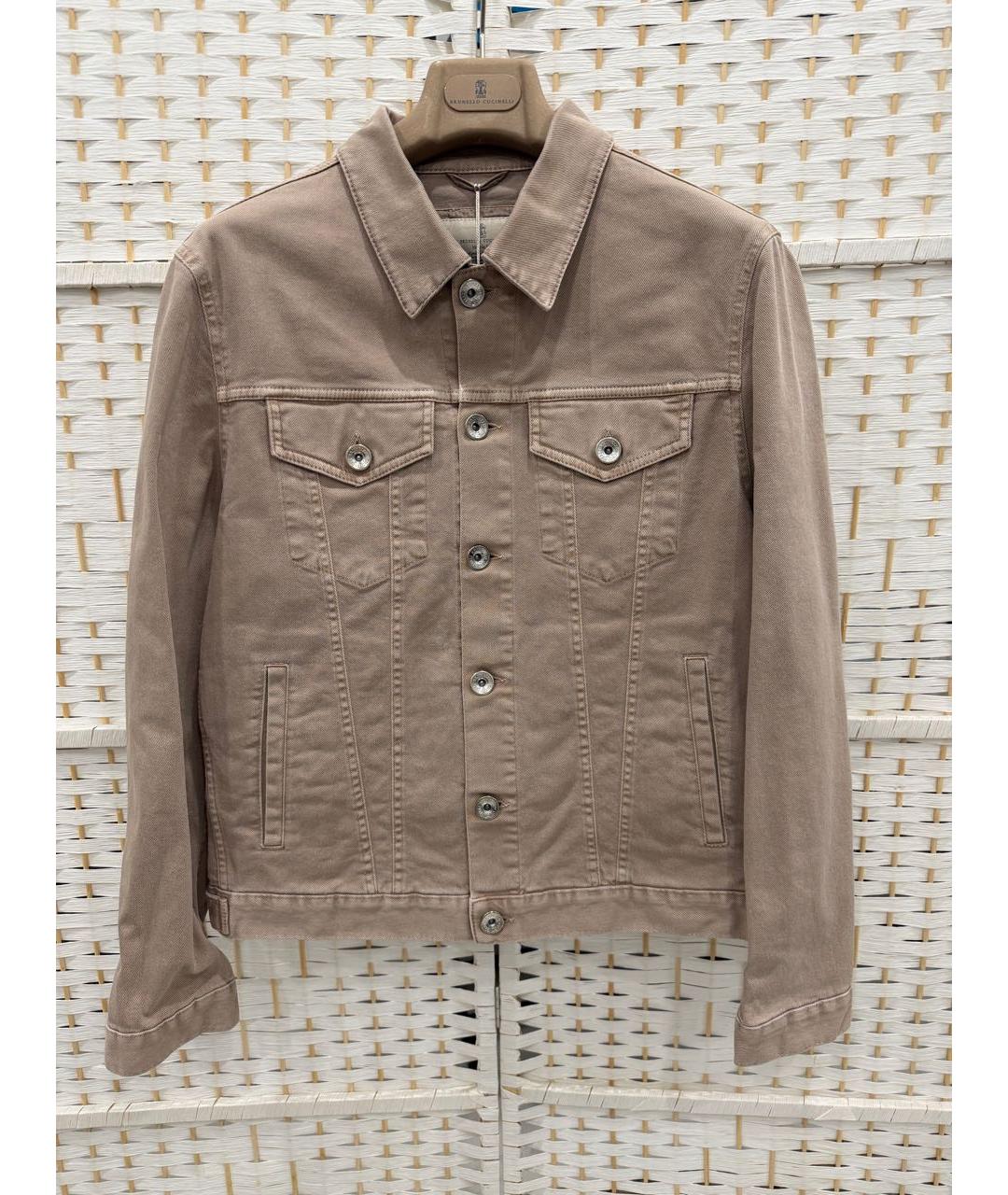 BRUNELLO CUCINELLI Бежевая хлопко-эластановая куртка, фото 4