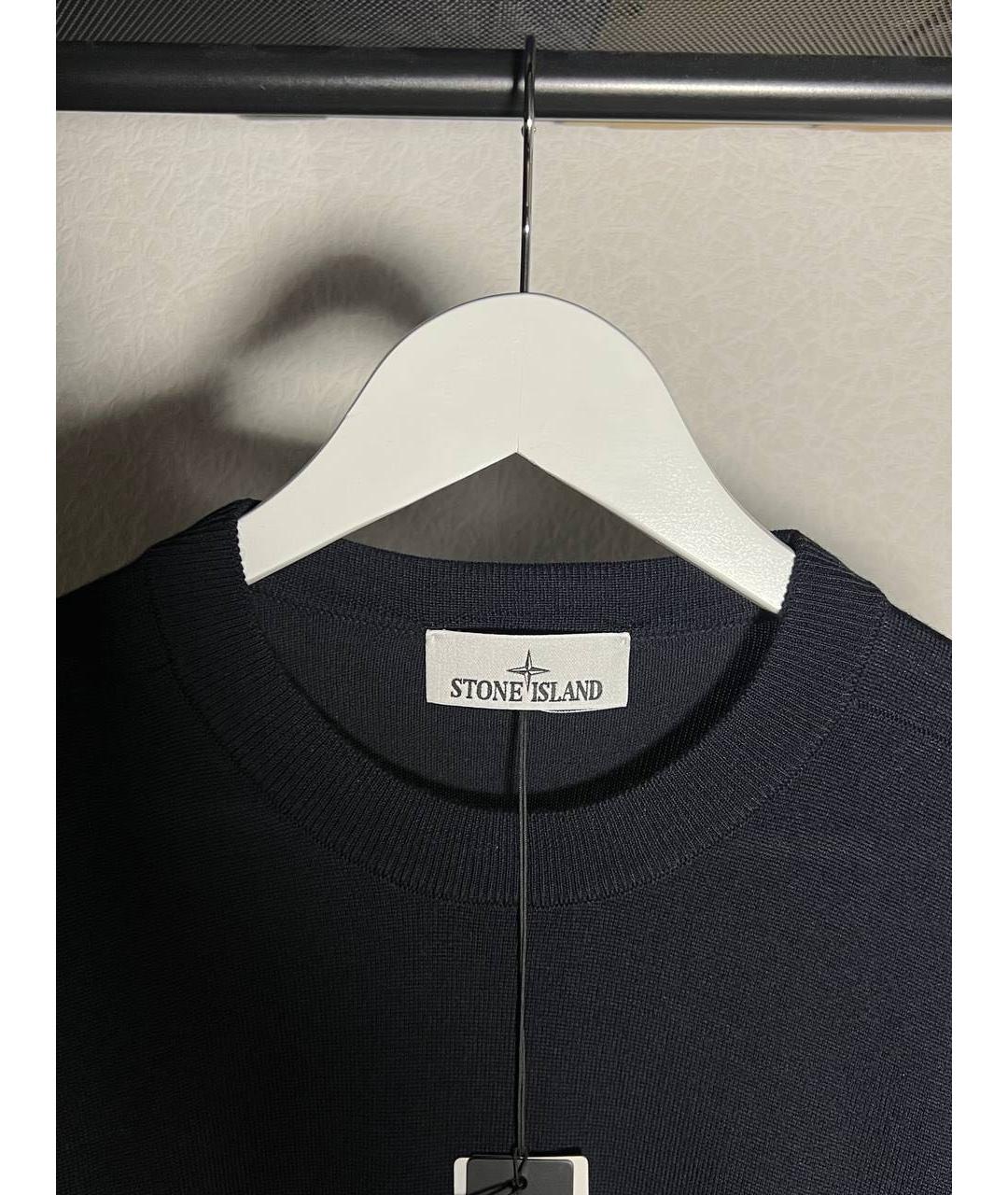STONE ISLAND Темно-синий шерстяной джемпер / свитер, фото 2