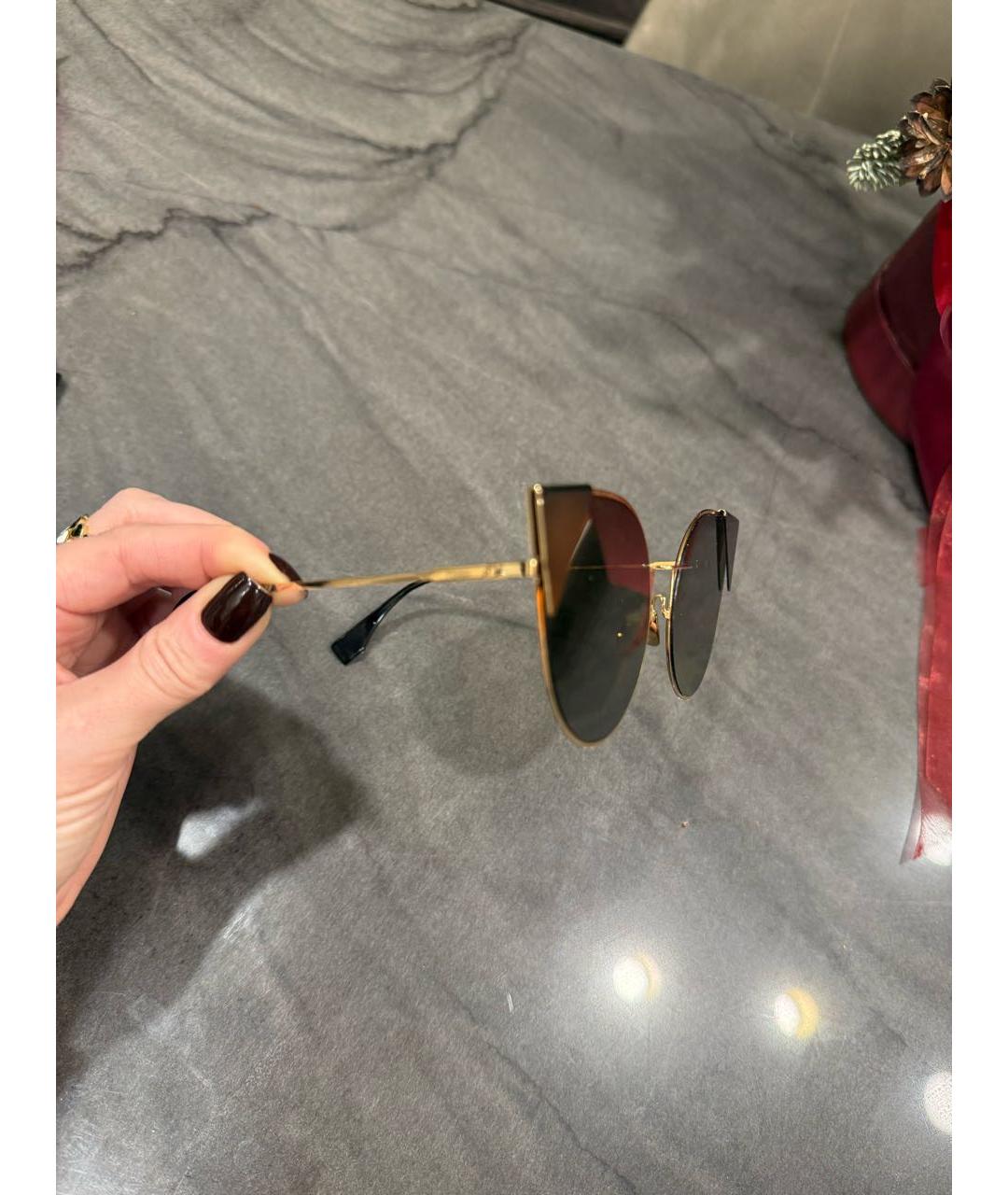 FENDI Черные металлические солнцезащитные очки, фото 5