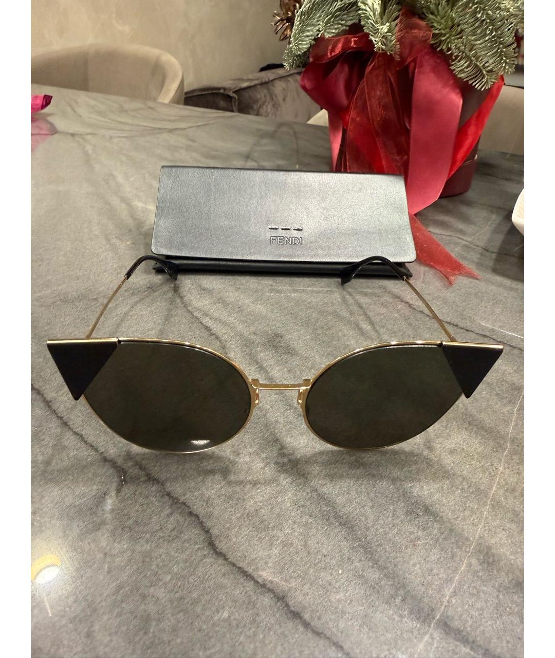 FENDI Черные металлические солнцезащитные очки, фото 7